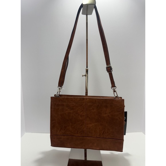 Bueno Collection Brown Faux Leather Crossbody Bag Zip Pockets Adjustable Strap - Picture 4 of 12